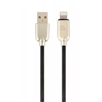 Gembird USB 2.0-kabel USB-A-kontakt till Lightning-kontakt, gummioverdraget, 1 m, svart (CC-USB2R-AMLM-1M)