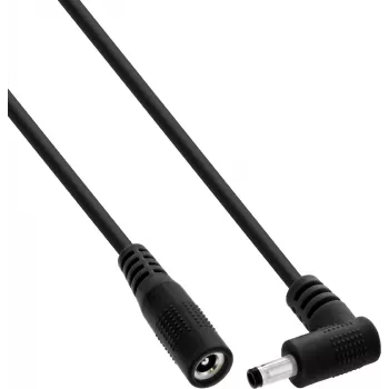 InLine® DC-förlängningskabel, vinklad kontakt, 4,0 x 1,7 mm, svart, 0,2 m