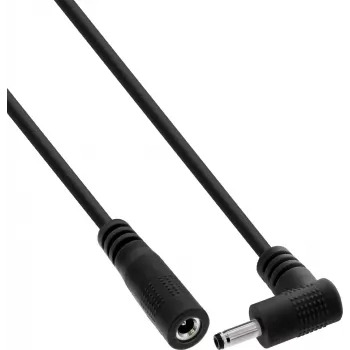 InLine® DC-förlängningskabel, vinkelkontakt, 3,5 x 1,35 mm, svart, 0,2 m