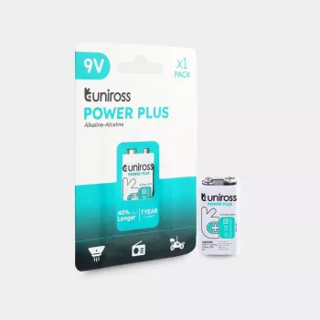 Uniross Power Plus alkaliskt batteri 6LR61 9V 600mAh, 1 st