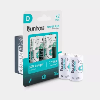 Uniross Power Plus D / LR20 alkaliska batterier, 2 st