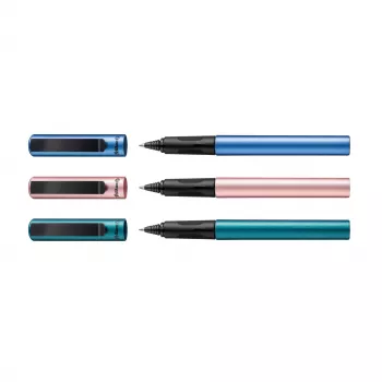 Pelikan Pina Colada rollerballpenna, 12-förpackning, metallhölje och -kåpa, svart (605502)