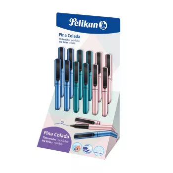Pelikan Pina Colada rollerballpenna, 12-förpackning, metallhölje och -kåpa, svart (605502)