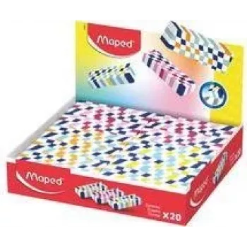 Maped suddgummi i plast, färgad rutig, ftalat- och PVC-fri, 20-pack display (123501)