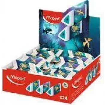 Maped Pyramide DRAGON suddgummi i plast, vit, trekantig, ftalat- och PVC-fri, 24-display (119527)
