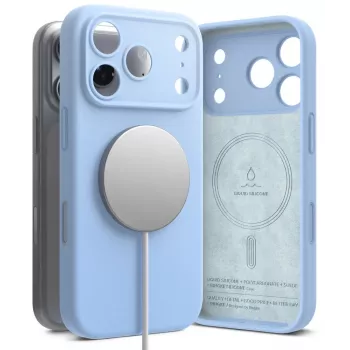 Ringke silikon magnetiskt MagSafe-skal för iPhone 18 Pro, ljusblå