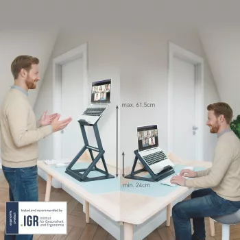 Leitz Ergo 2-i-1 sit-stand laptopställ, svart (65890089)