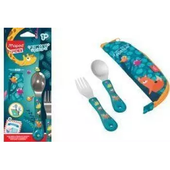 Maped PICNIK bestickset JUNGLE FEVER 3-delat turkos med etui rostfritt stål ABS