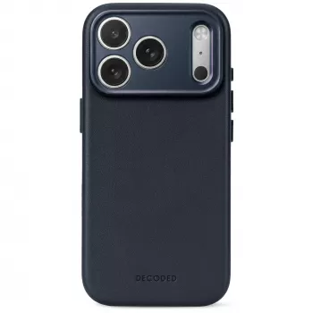 Decoded Leather Backcover – läderskal för iPhone 18 Pro / 17 Pro, kompatibel med MagSafe (midnatt)