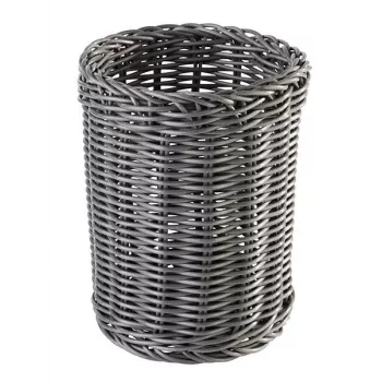 APS bestickkorg ECONOMIC, diameter: 120 mm, grå av polypropen, handflätad, höjd: 150 mm