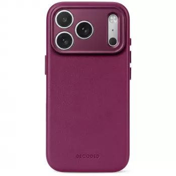 Decoded Leather Backcover - läderfodral för iPhone 18 Pro / 17 Pro, kompatibelt med MagSafe (aubergine)