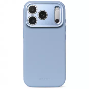 Decoded Leather Backcover – läderväska för iPhone 18 Pro / 17 Pro, kompatibel med MagSafe (Sky Blue)