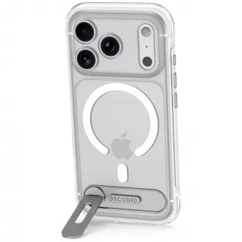 Decoded AntiMicrobial Hybrid Stand Backcover – skal med stöd för iPhone 18 Pro / 17 Pro, kompatibel med MagSafe (frosted white)