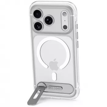 Decoded AntiMicrobial Hybrid Stand Backcover – skal med stöd för iPhone 18 Pro Max / 17 Pro Max, kompatibel med MagSafe (genomskinlig)