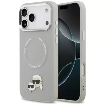 Skal Karl Lagerfeld Karl & Choupette Pins MagSafe för iPhone 17 Pro grå
