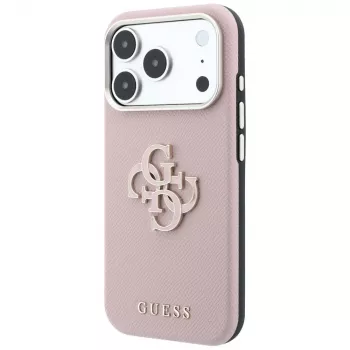Guess Grained & Big Resin Logo skal för iPhone 18 Pro Max / 17 Pro Max, rosa