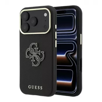 Guess Grained & Big Resin Logo skal för iPhone 18 Pro Max / 17 Pro Max, svart