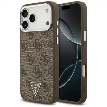 Guess 4G Triangle Logo MagSafe-skal för iPhone 18 Pro Max / 17 Pro Max, brun/silver