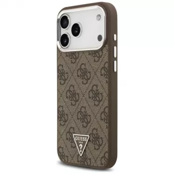 Guess 4G Triangle Logo MagSafe-skal för iPhone 18 Pro Max / 17 Pro Max, brun/silver