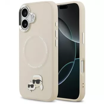 Karl Lagerfeld Karl & Choupette Pins MagSafe-skal för iPhone 17, beige
