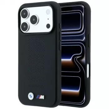 BMW M Blue Perfo Metal Logo MagSafe-skal för iPhone 18 Pro / 17 Pro, svart