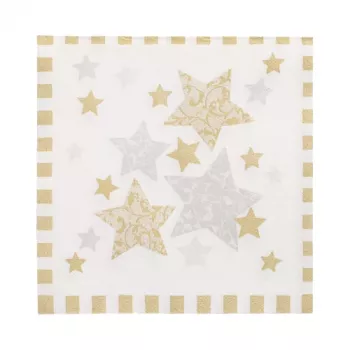 PAPSTAR servetter Stardust vita, guld 3-lagiga 33,0 x 33,3 cm, 100 st