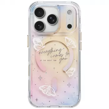 UNIQ Coehl Ellie skal för iPhone 18 Pro / 17 Pro, magnetisk laddning, Prism Bloom