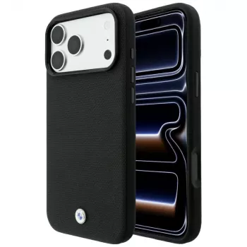 BMW Kevlar Metal Logo MagSafe-skal för iPhone 18 Pro / 17 Pro, svart