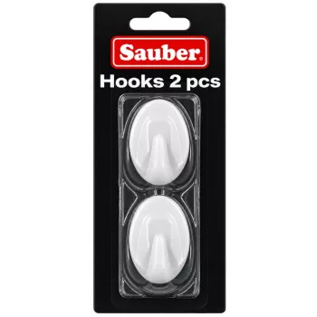 Sauber ovala krokar, 3 x 4,7 cm, vita, 2 st.
