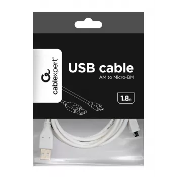 Gembird CCP-mUSB2-AMBM-6-W USB 2.0 A till Micro-USB B kabel, 1,8 m, vit