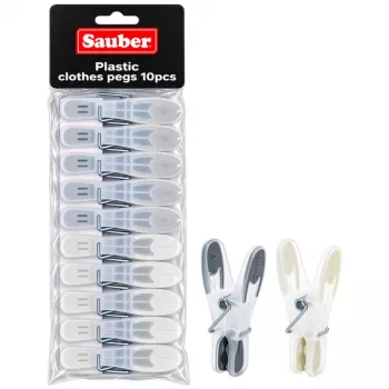 Sauber plastklädhängare 10 st grön/gul/grå