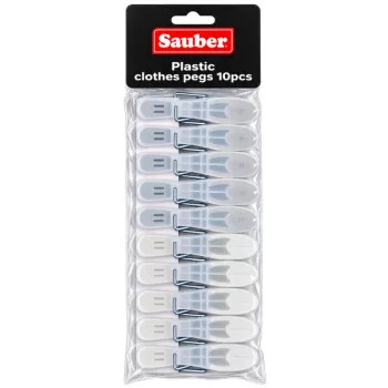 Sauber plastklädhängare 10 st grön/gul/grå