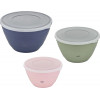 Emsa Prep & Bake Mixing Bowl Set with Lid, 3 Pieces, Colourful