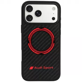 Audi RSQ kolfiber Sport Red Circle MagSafe-skal för iPhone 18 Pro Max / 17 Pro Max, svart