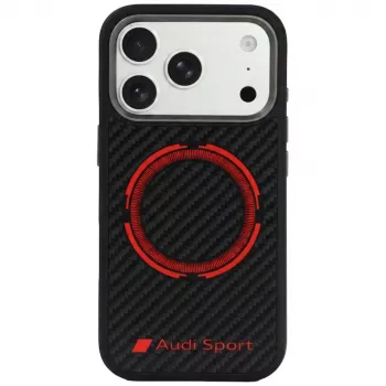 Audi RSQ kolfiber Sport Red Circle MagSafe-skal för iPhone 18 Pro / 17 Pro, svart