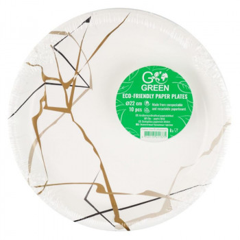 Gogreen Go Green miljövänliga papperstallrikar Marble Ø22 cm, 10 st.