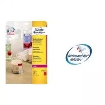Avery L7670R runda etiketter, neonröd, Ø 63,5 mm, 300 st. (25 ark x 12)