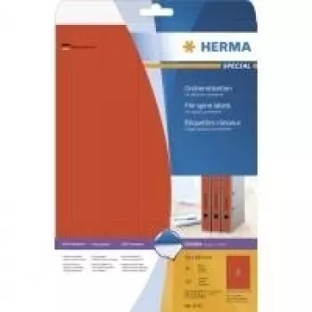 HERMA Special permanent självhäftande arkivetiketter, matt ogenomskinligt papper, röda, 38 x 297 mm, 100 st (20 ark x 5)