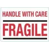 rillprint varningsetiketter HANDLE WITH CARE / FRAGILE, permanent vidhäftande, vit/röd