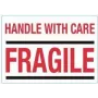 rillprint varningsetiketter HANDLE WITH CARE / FRAGILE, permanent vidhäftande, vit/röd