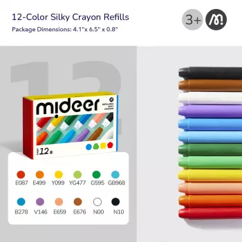 Mideer Silky Crayons påfyllning, mjuka och tvättbara, 12 st