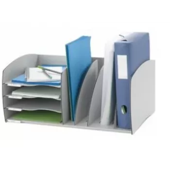 Paperflow arkivsystem S, 4 fack, grå, polystyren, 2 justerbara avdelare