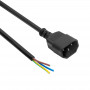 Akyga AK-OT-09C IEC C14 nätkabel med öppen ände, 3x 1 mm² koppar, 1,8 m, svart