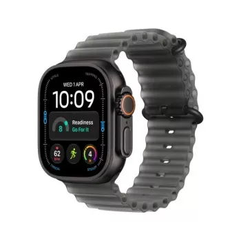 Apple Watch Ultra 4 smartklocka, GPS + Cellular, 49 mm, svart, Ocean-armband genomskinligt svart