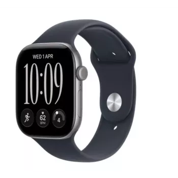 Apple Watch Series 12 GPS smartwatch, 46 mm, aluminiumboett i rymdgrå, sportarmband i marinblå S/M