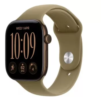 Apple Watch Series 12 GPS smartwatch, 46 mm, mörkbrons aluminiumboett, olivfärgat sportarmband M/L