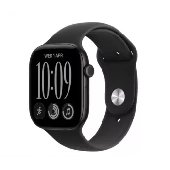 Apple Watch Series 12 smartwatch, GPS + Cellular, 46 mm, aluminiumboett i svart, sportarmband i svart M/L