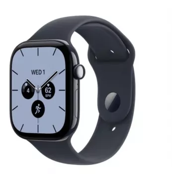 Apple Watch Series 12 smartwatch, GPS + Cellular, 42 mm, keramikboett i nattblå, sportarmband i marinblå M/L