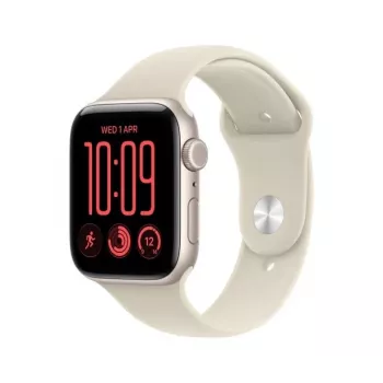 Apple Watch SE 3 smartwatch, GPS + Cellular, 44 mm, aluminiumboett i polarstjärna, sportarmband i sand S/M