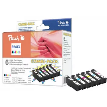 Peach PI200-256 bläckbesparingspaket för Epson 24XL (T243) (6 st), XL-kapacitet